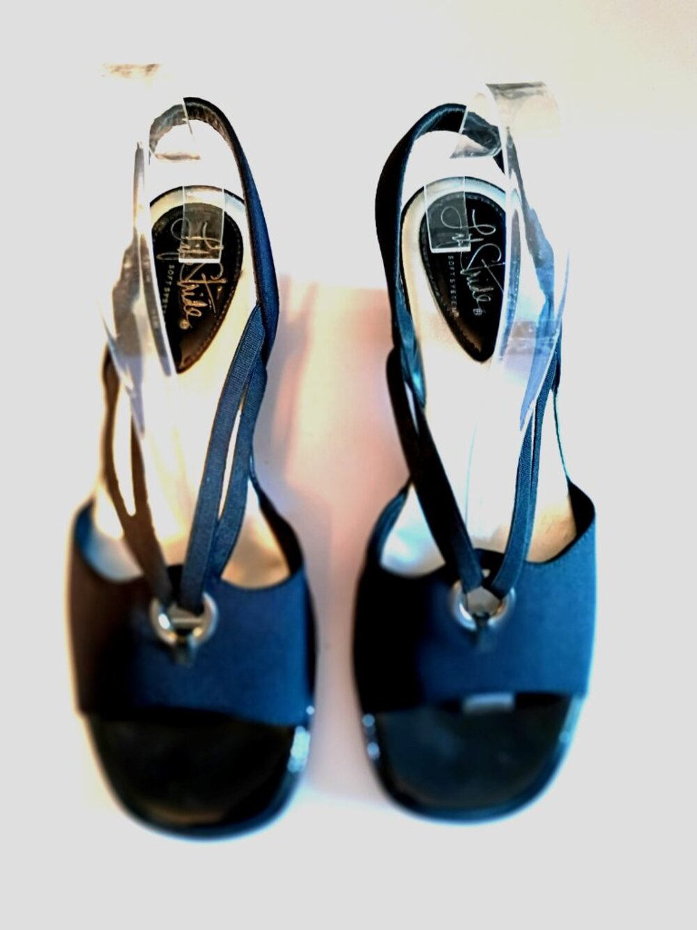 Life Stride Women's Black Finesse Libra Sandals Slip On 2" Heel - 7.5 Wide